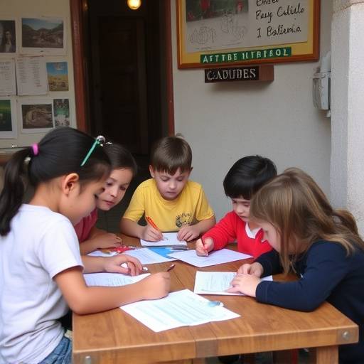Bambini che partecipano a un programma di doposcuola in un quartiere disagiato di Torino