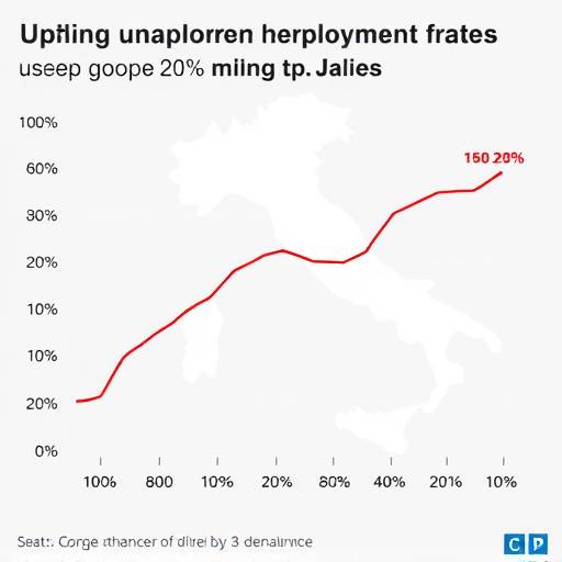 Grafico che mostra i tassi di occupazione e disoccupazione in Italia
